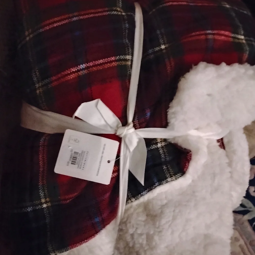 🆕 Pottery Barn Winter Simon Plaid Sherpa Throw Blanket, Red Multi, 50x60” NWT